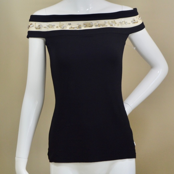 🆕🏷️ Bailey 44 Beaded Mesh Black Reflective Top Size XS - Picture 9 of 9